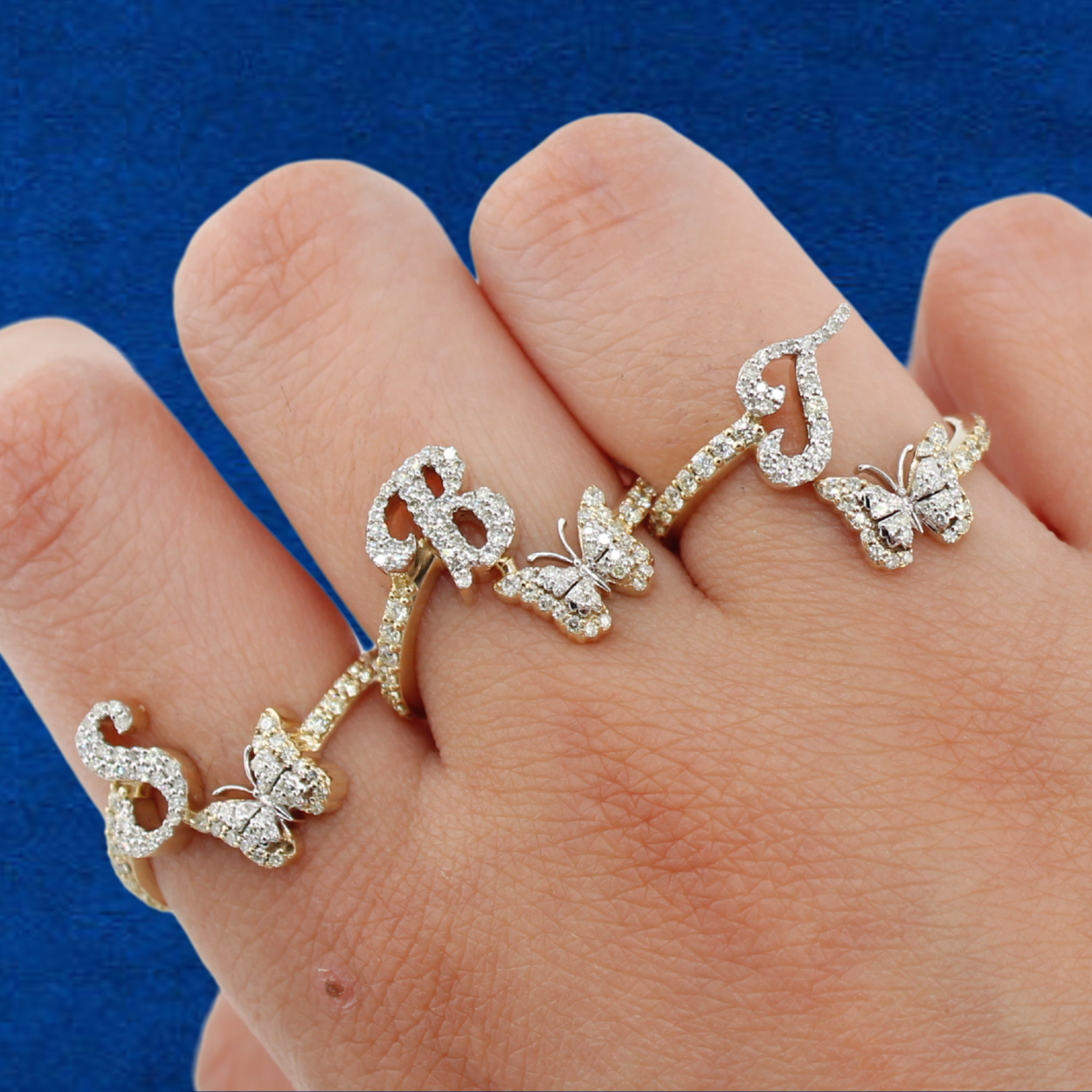 10K Diamond Initial Rings