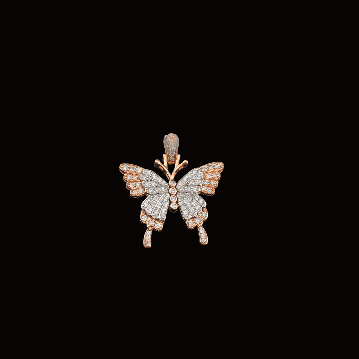 10K Diamond Rose Gold Butterfly Pendant