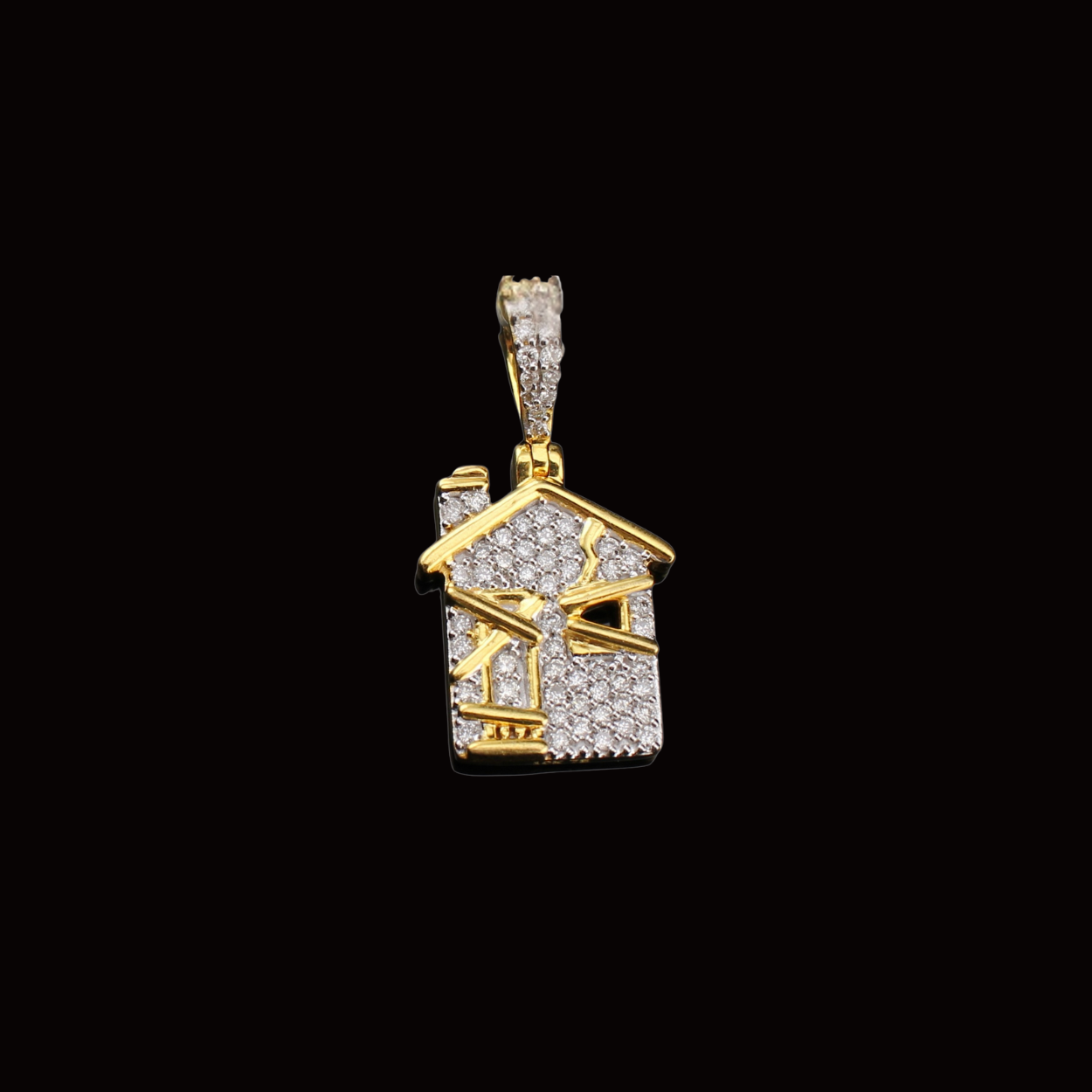 10K Diamond Trap House Pendant