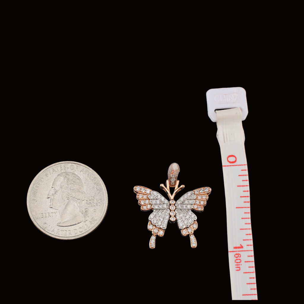 10K Diamond Rose Gold Butterfly Pendant