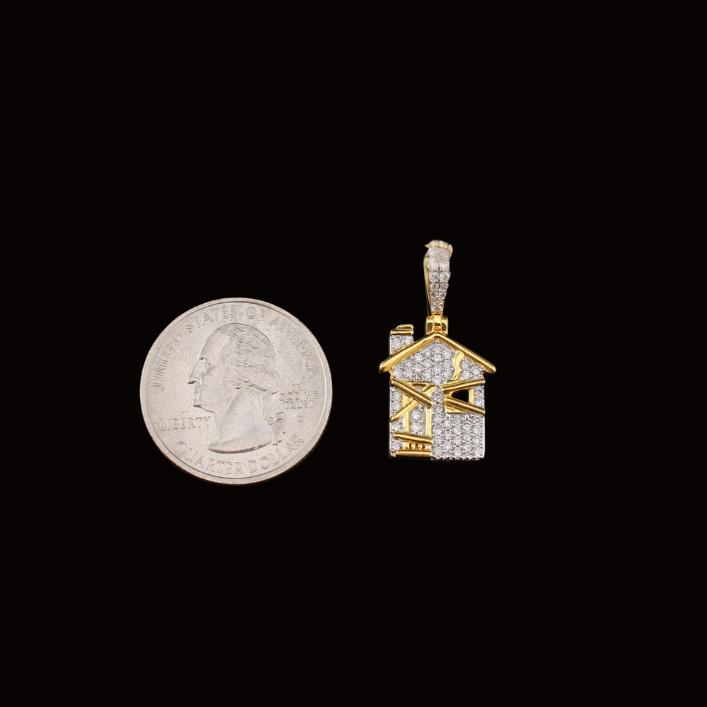 10K Diamond Trap House Pendant