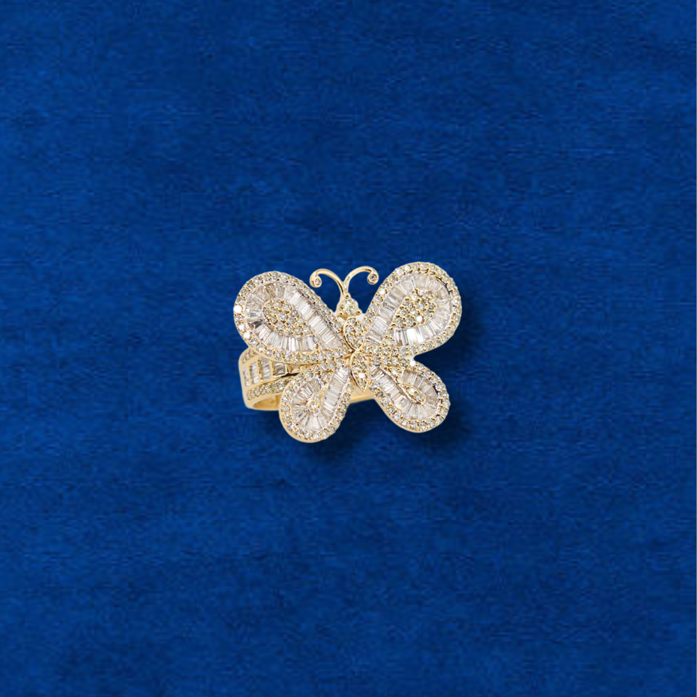 10K Diamond Butterfly Ring
