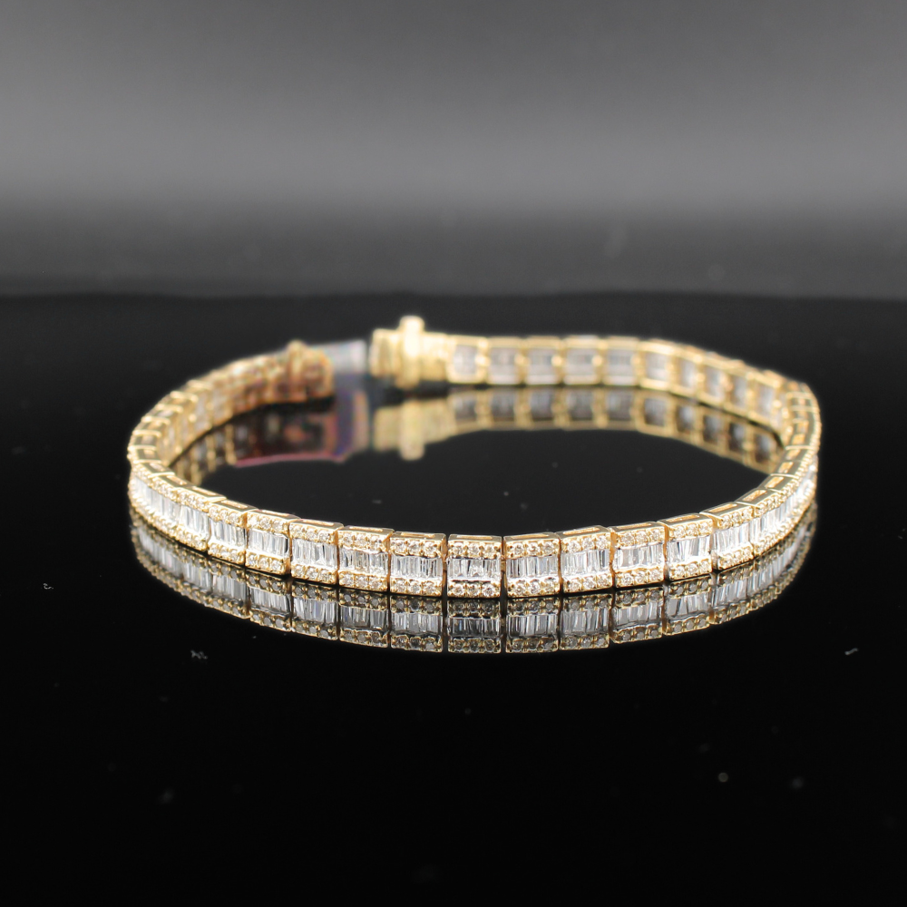 10K Diamond Baguette Bracelet 3.6 ctw