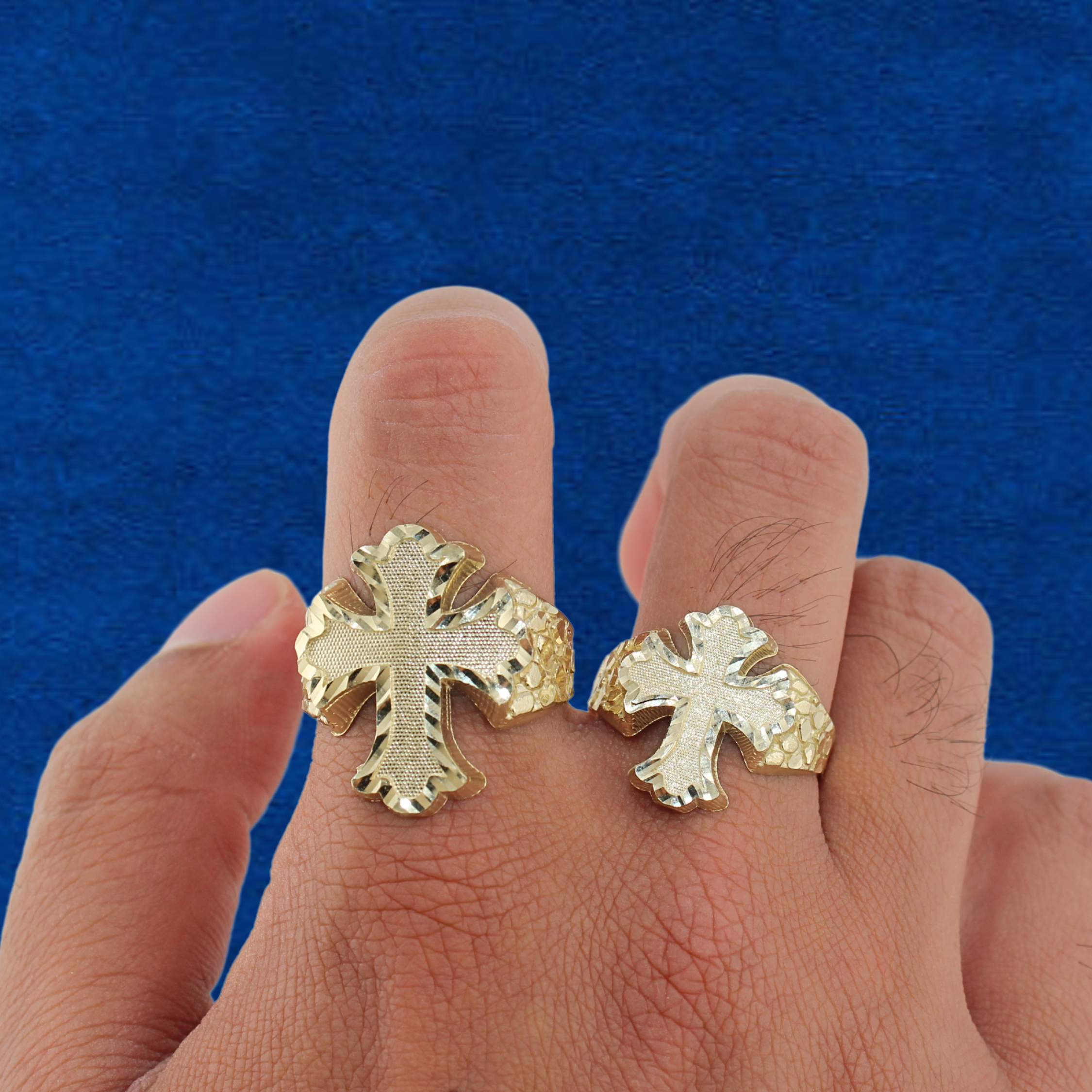 10K Cross Nugget Ring