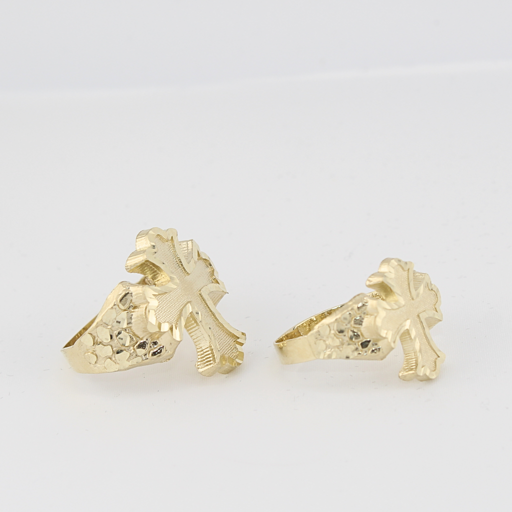 10K Cross Nugget Ring