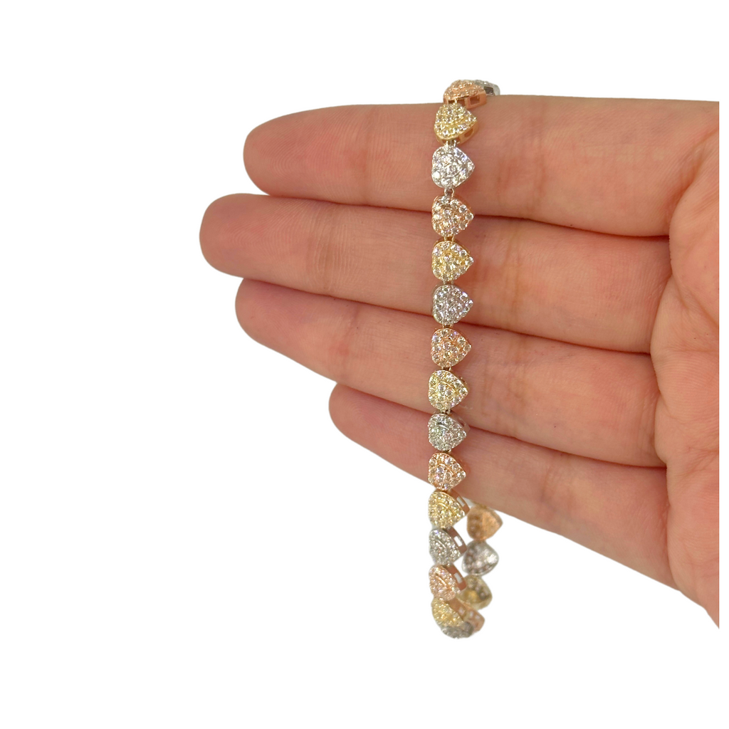 14K Tri Color Heart Bracelet