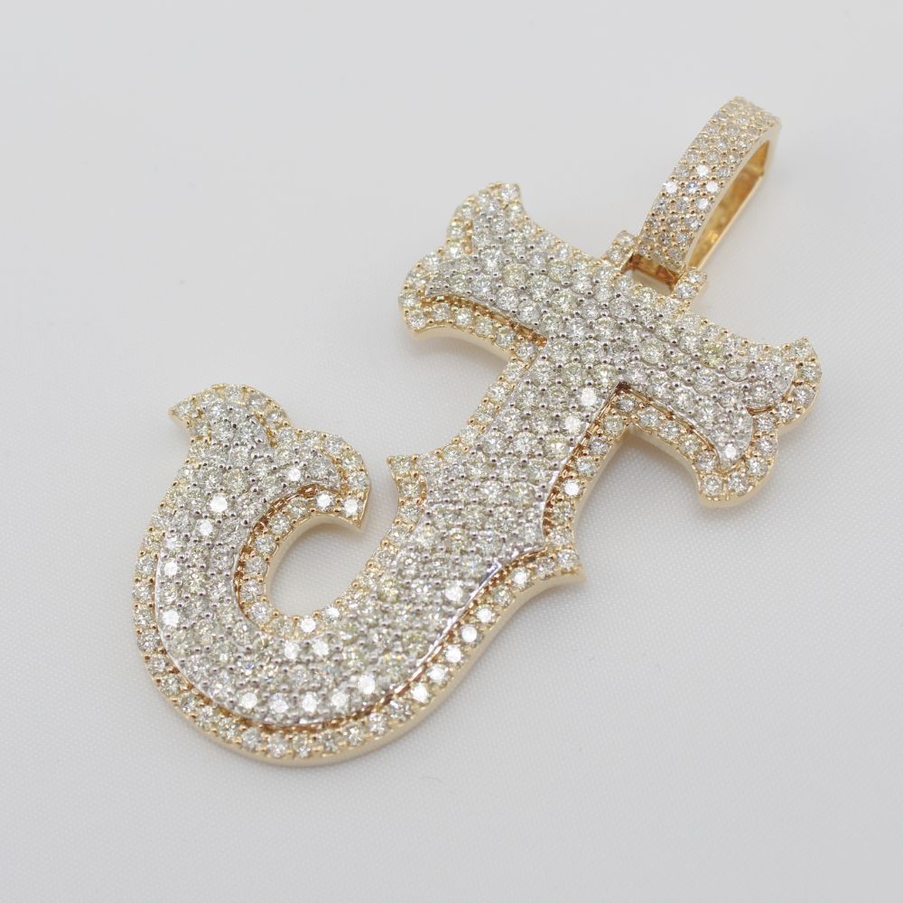 10K Diamond Initial 'J' Pendant 5.7 carats