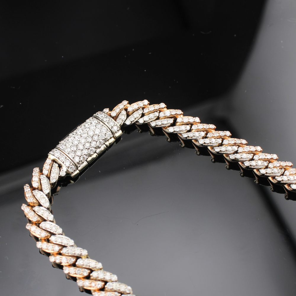 14K Diamond Cuban Link Two Tone Rose & White