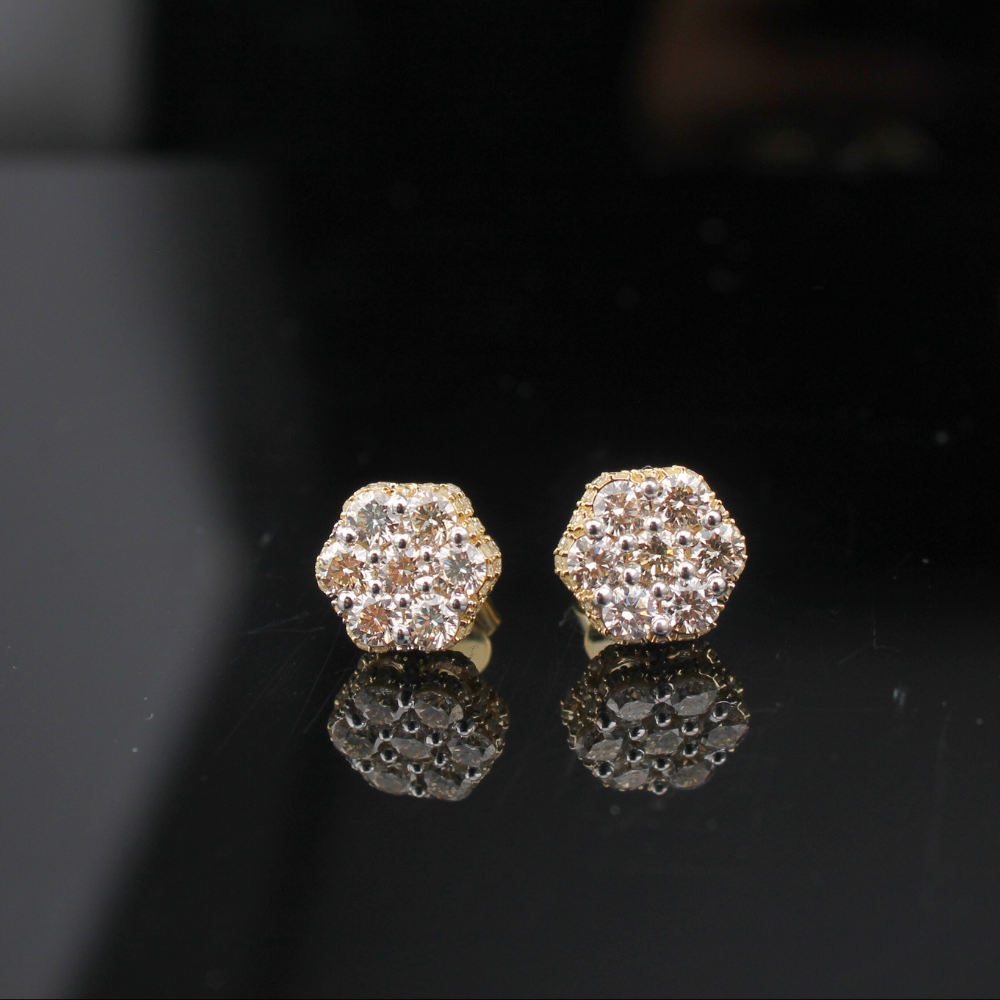 10K Diamond Flower Studs 1.5 ctw