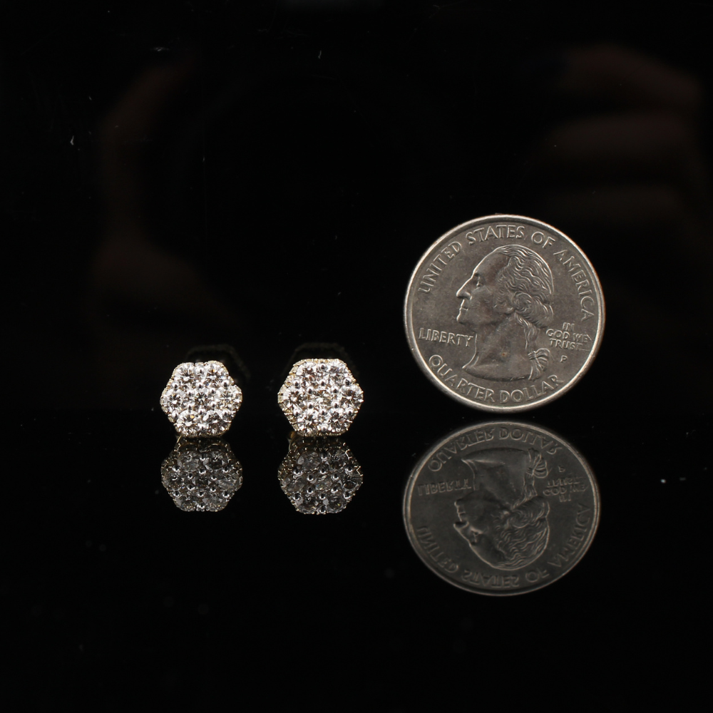 10K Diamond Flower Studs 1.5 ctw