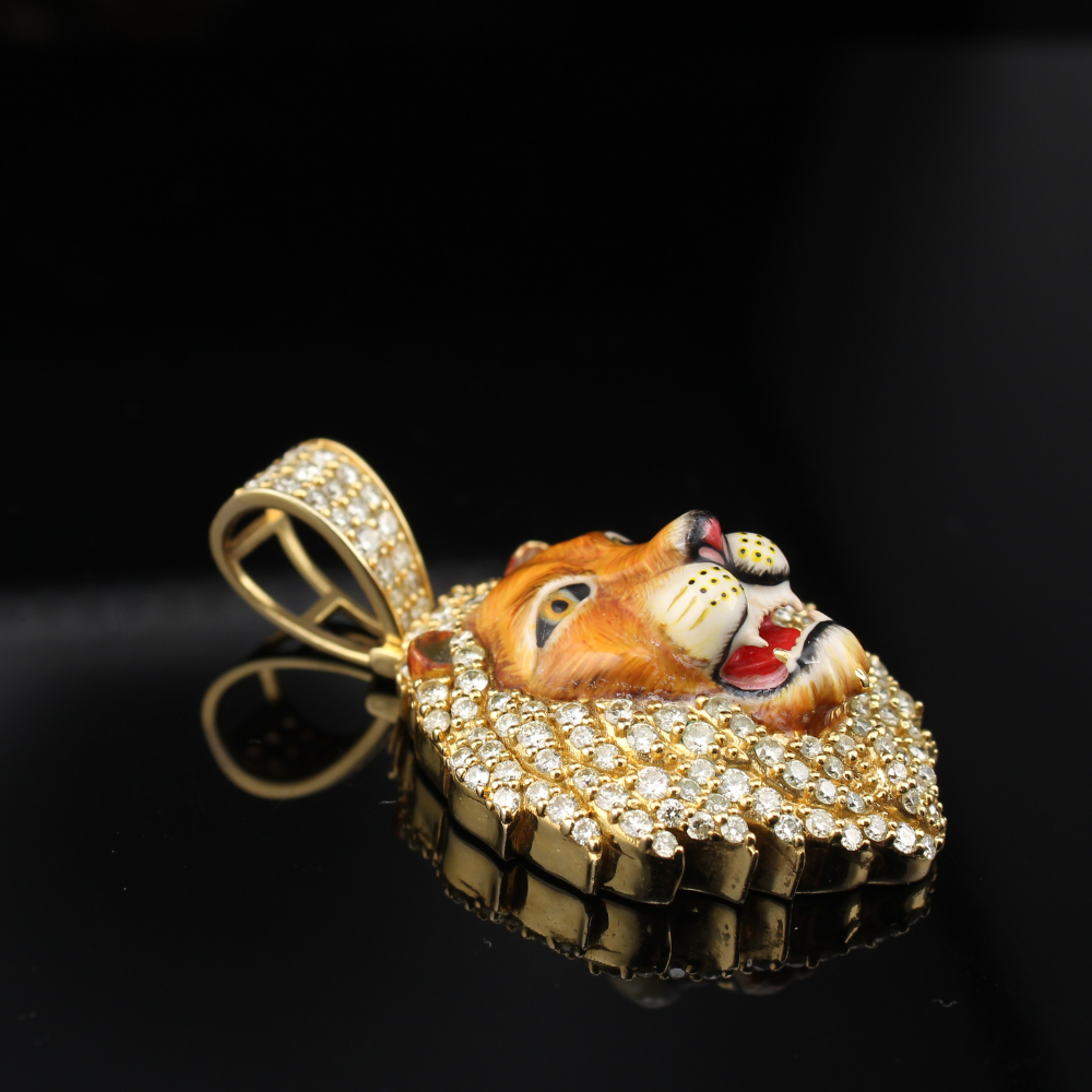 10K Diamond Lion Pendant