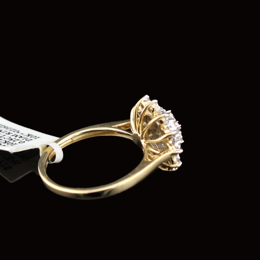 10k Yellow Gold Ladies Flower Diamond Ring 0.25 ctw