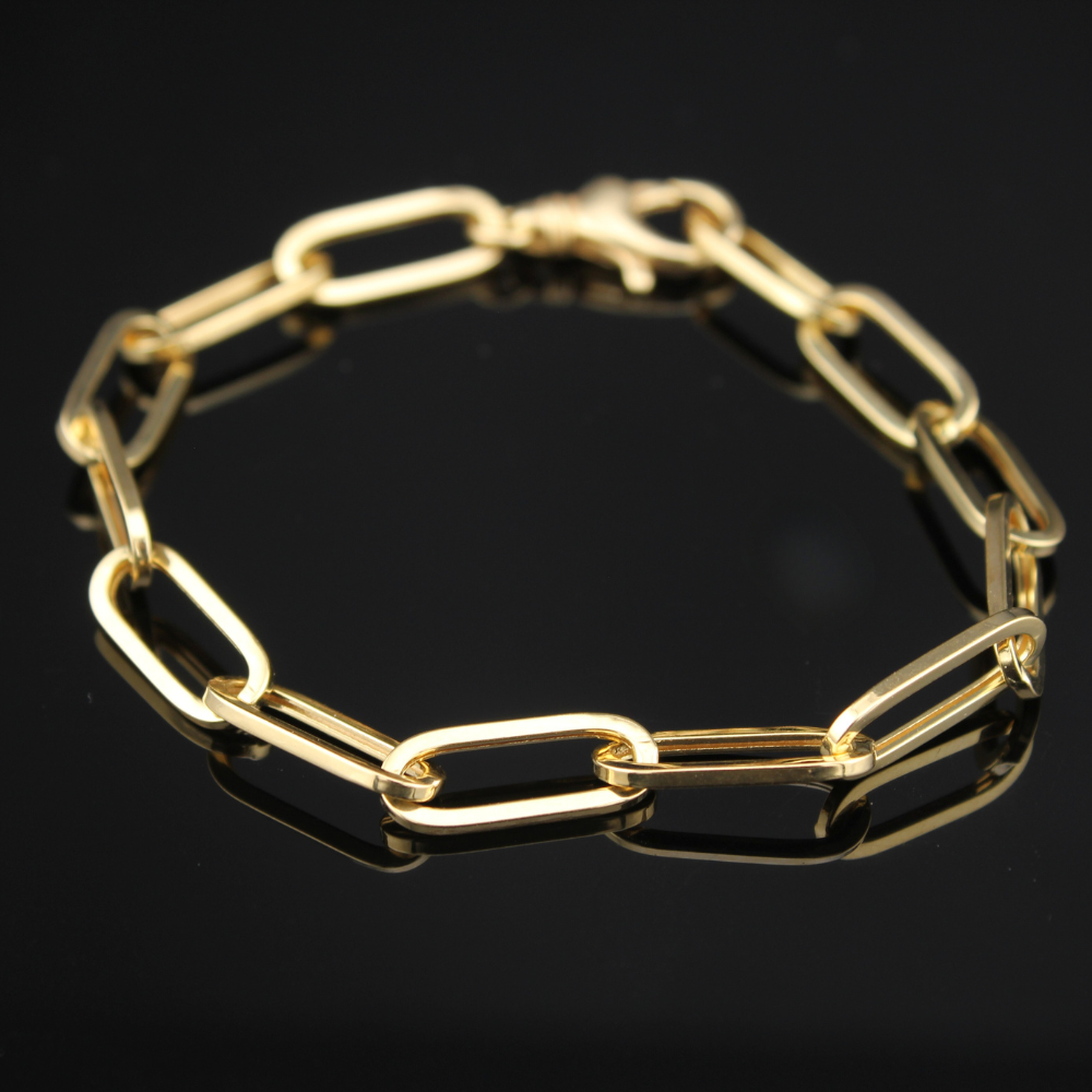 14K Yellow Paperclip Bracelet