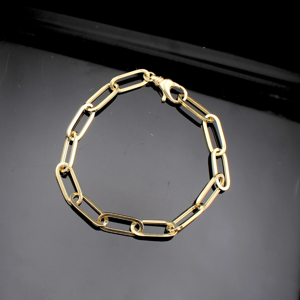 14K Yellow Paperclip Bracelet