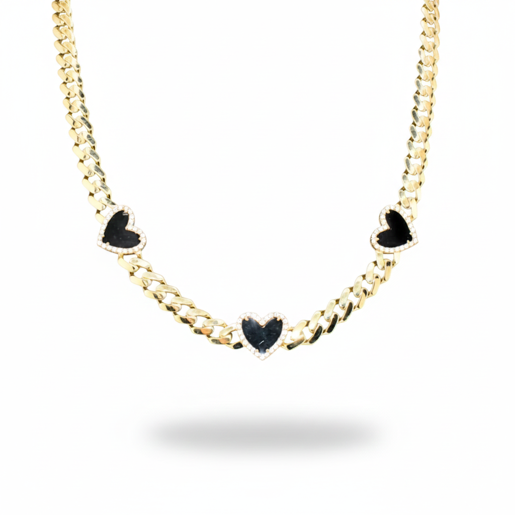 10K Black Heart Cuban Chain