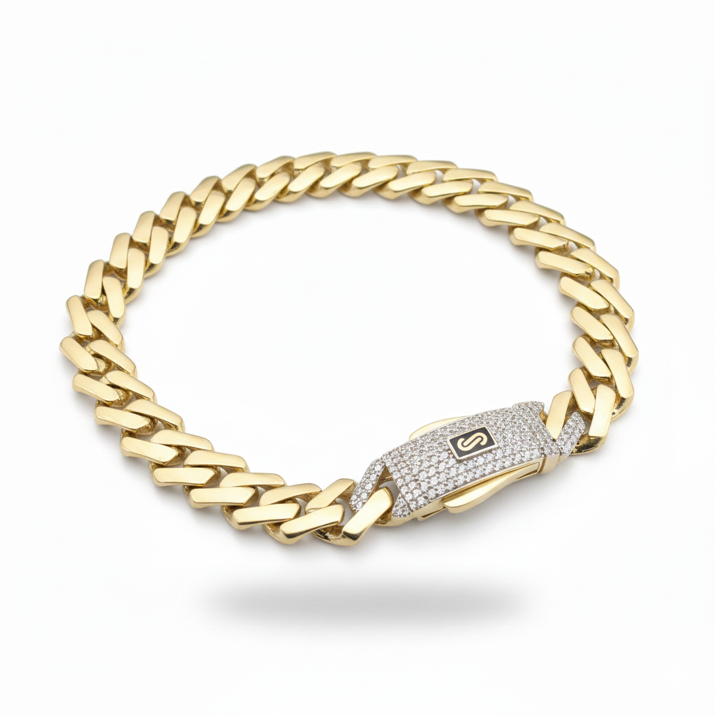 10K Monaco Chain Bracelet 9.5 MM