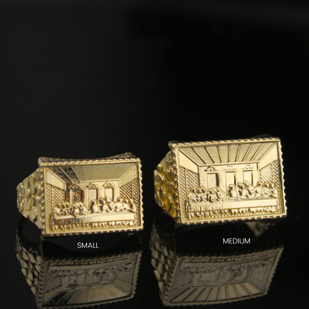 10K Gold Last Supper Mens Gold Rings