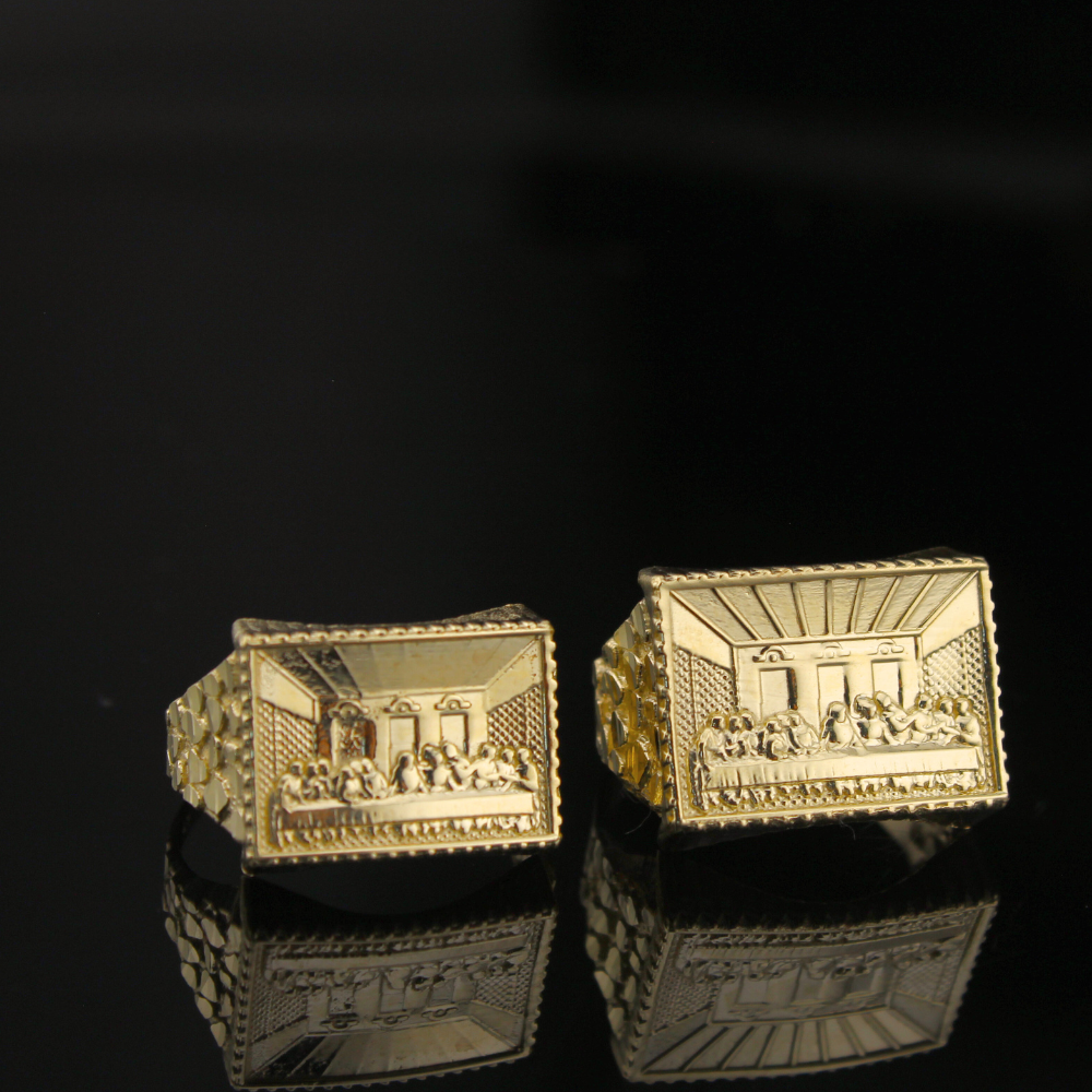 10K Gold Last Supper Mens Gold Rings
