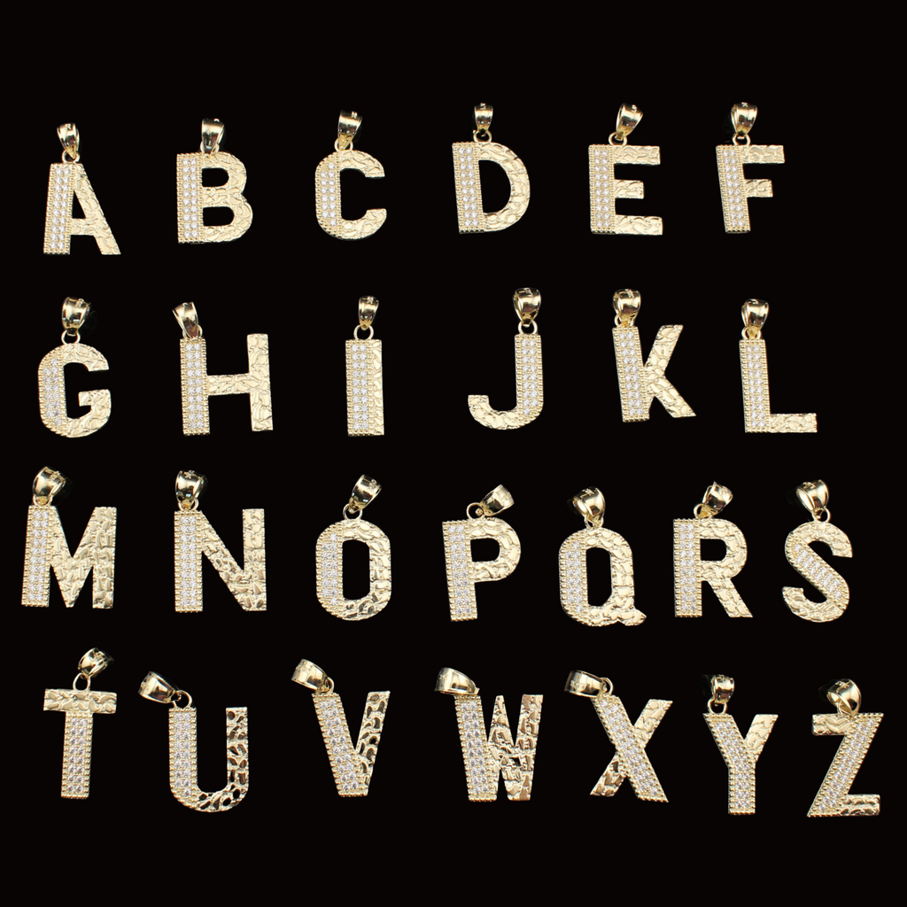 10K Nugget Style Initial Pendants