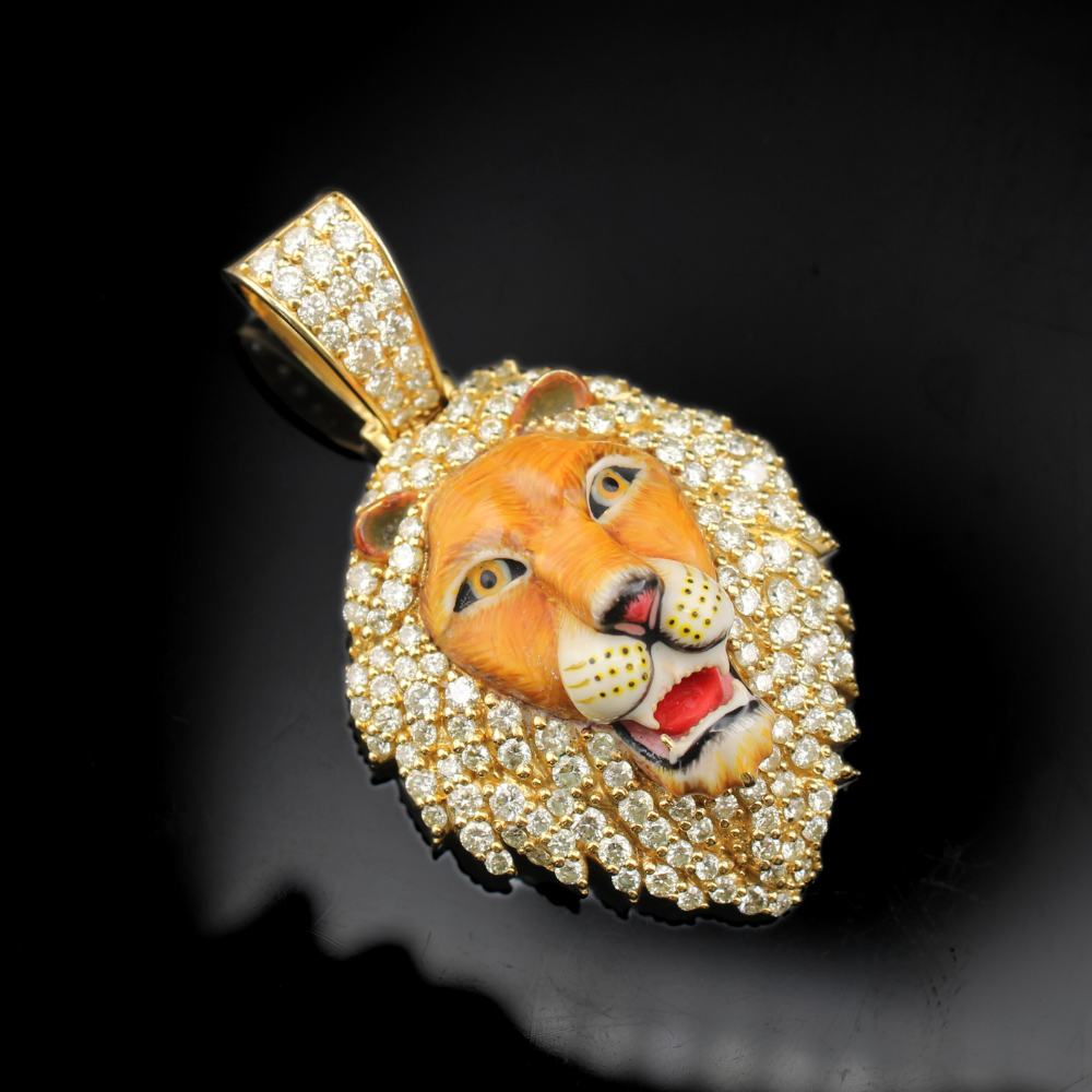 10K Diamond Lion Pendant