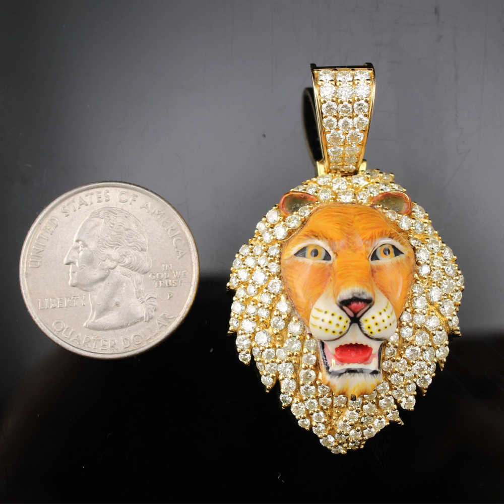 10K Diamond Lion Pendant