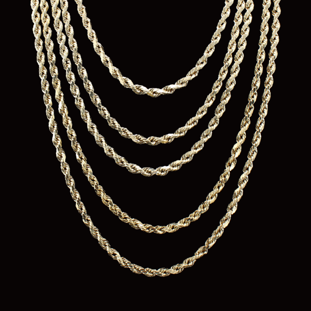 10K Rope Chains 5mm 16 in - 24in