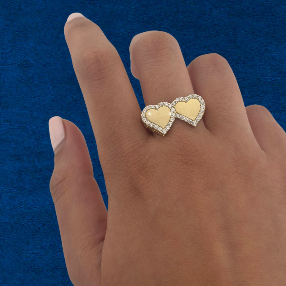 14K Double Heart Ring