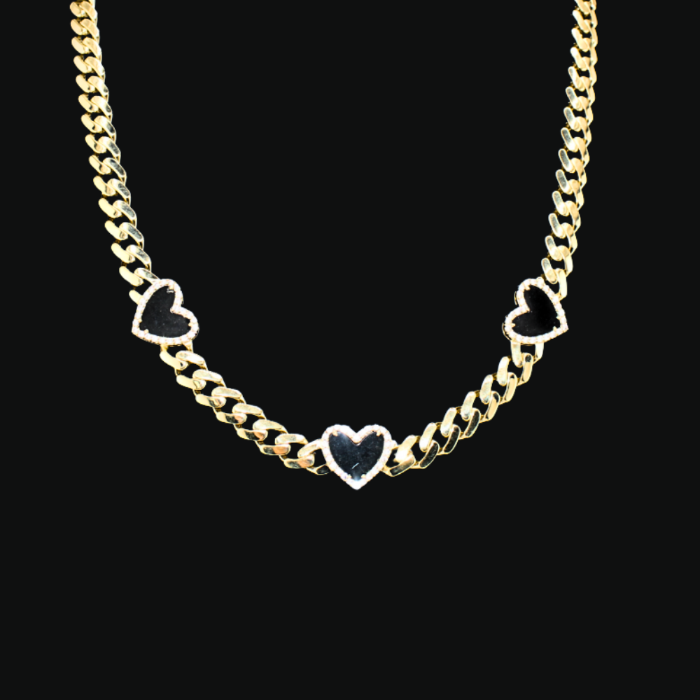 10K Black Heart Cuban Chain