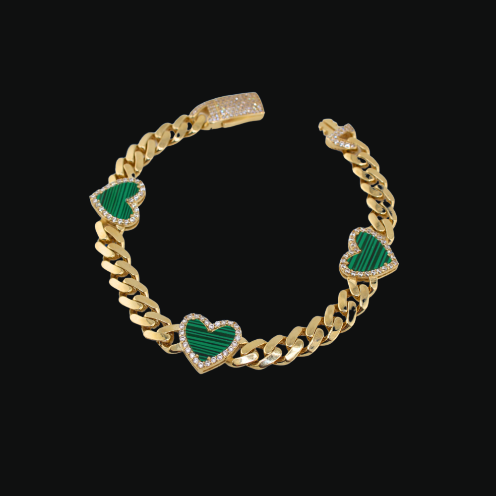 10K Heart Cuban Bracelet