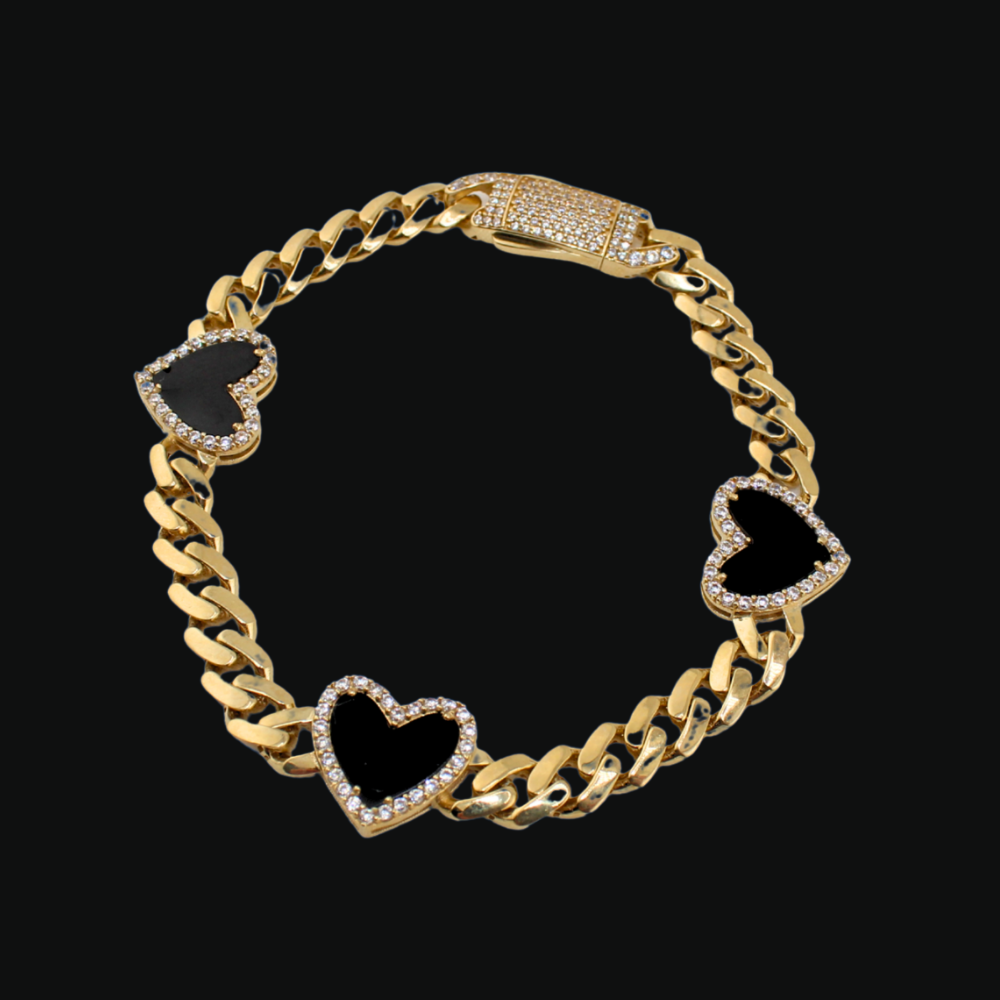 10K Heart Cuban Bracelet
