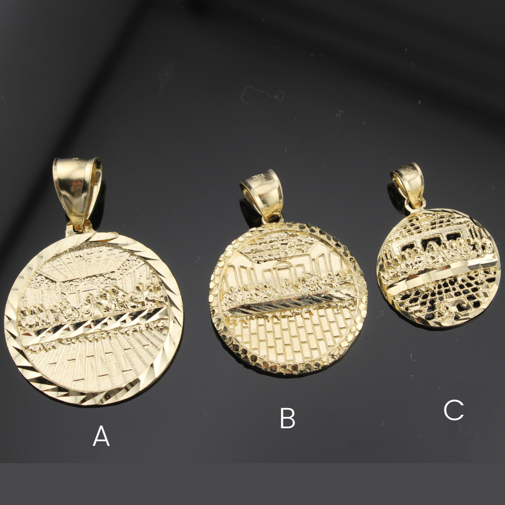 10k last supper pendant with nugget finishing