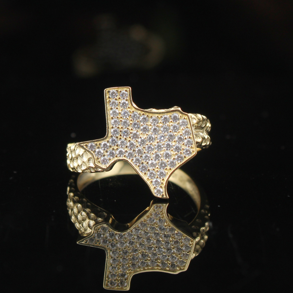 10K Texas Nugget Ring CZ