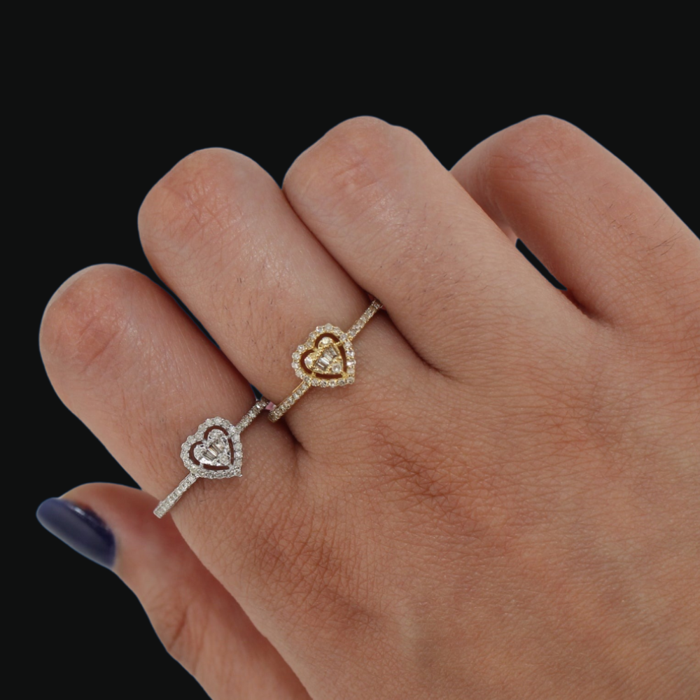 14k Diamond Heart Ring