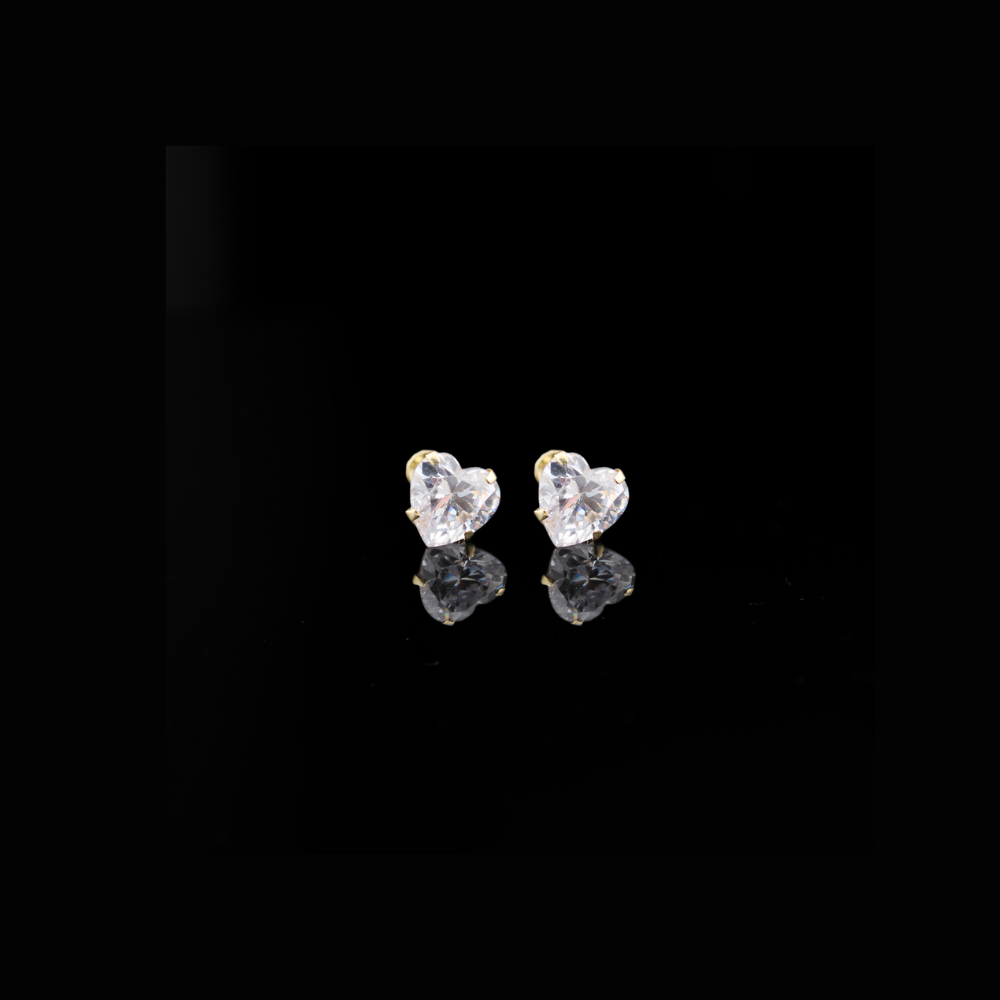 14K Heart CZ Studs