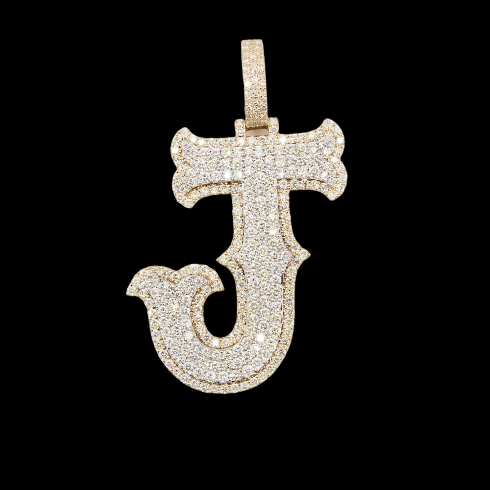10K Diamond Initial 'J' Pendant 5.7 carats