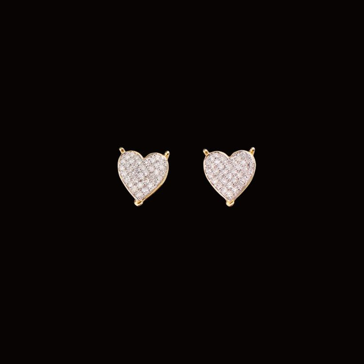 10K Diamond Heart Stud Earrings