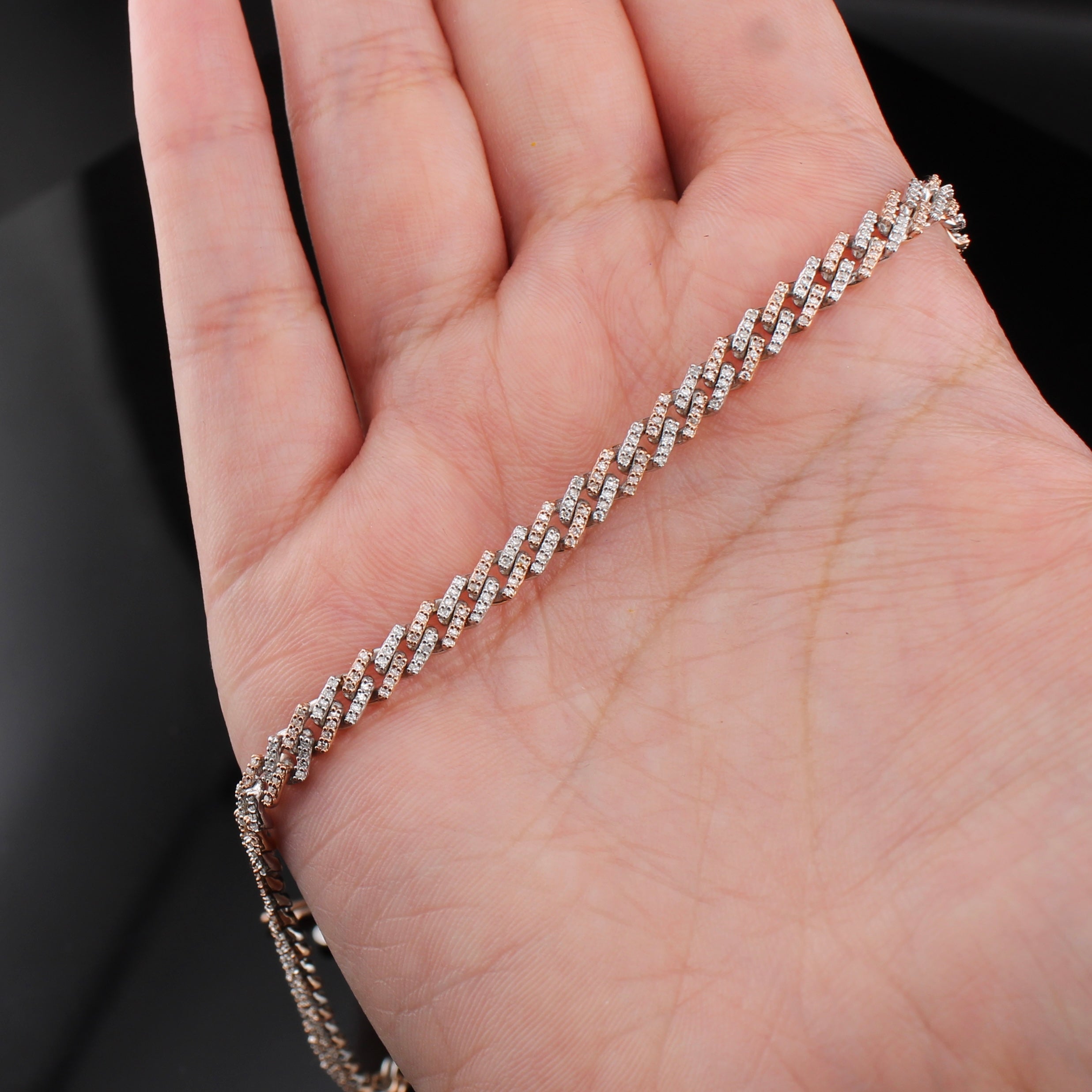 10K Diamond Rose Gold & White Gold Chain