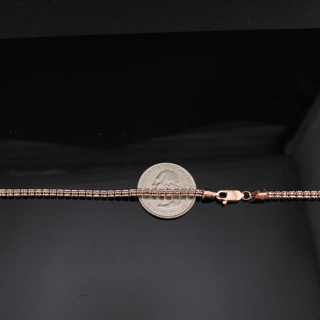 10K Gold Rose Gold Ice Chain 3.2mm