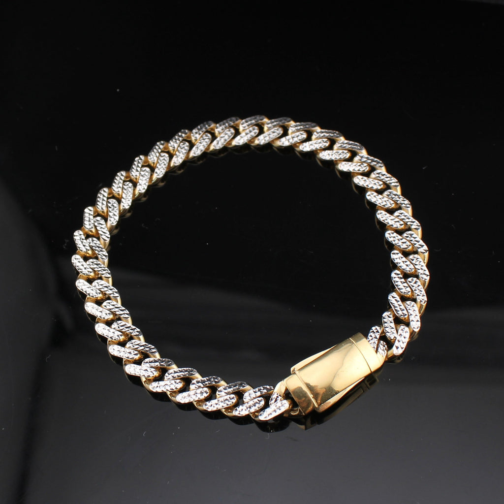 10K Diamond Cut Cuban Bracelet 8in