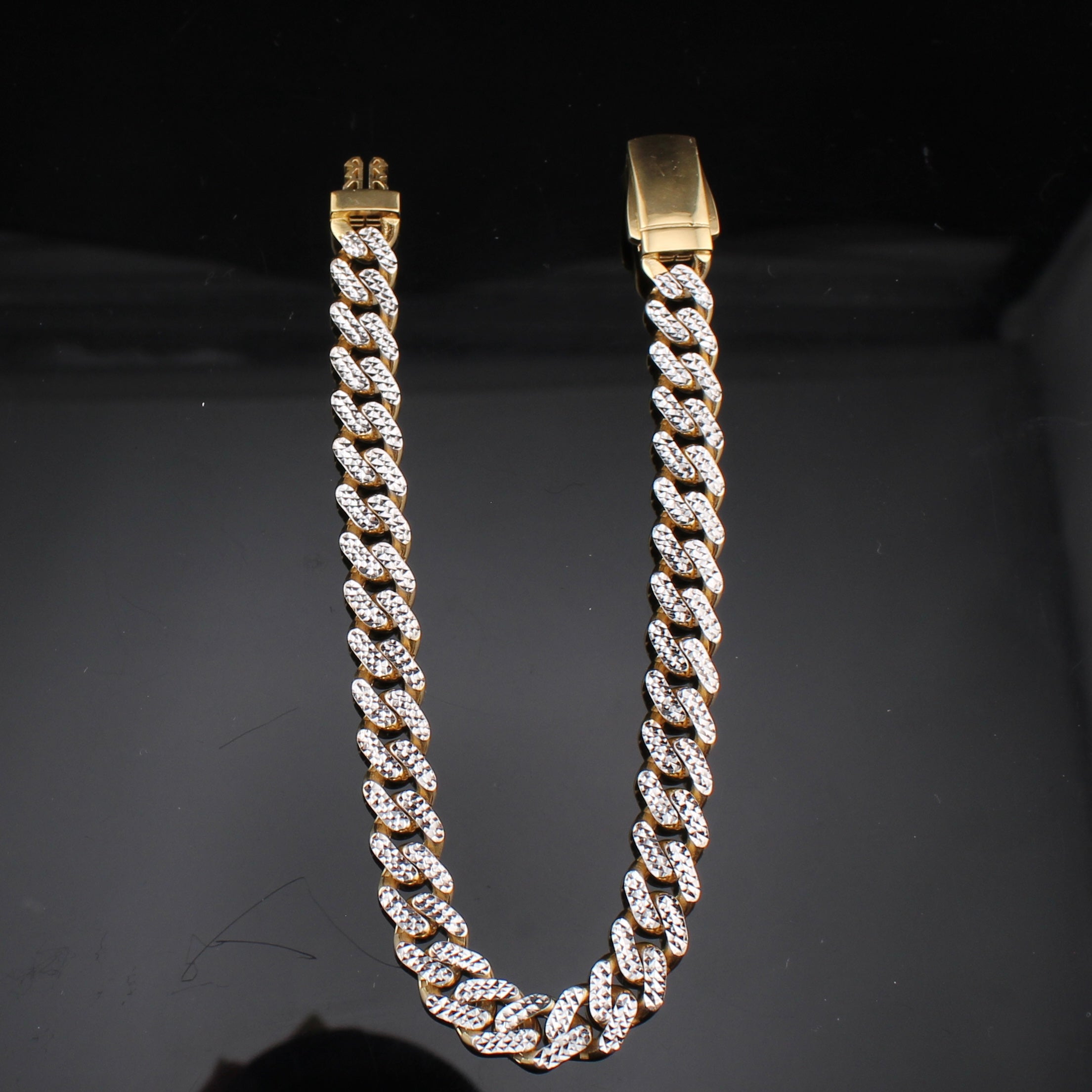 10K Diamond Cut Cuban Bracelet 8in