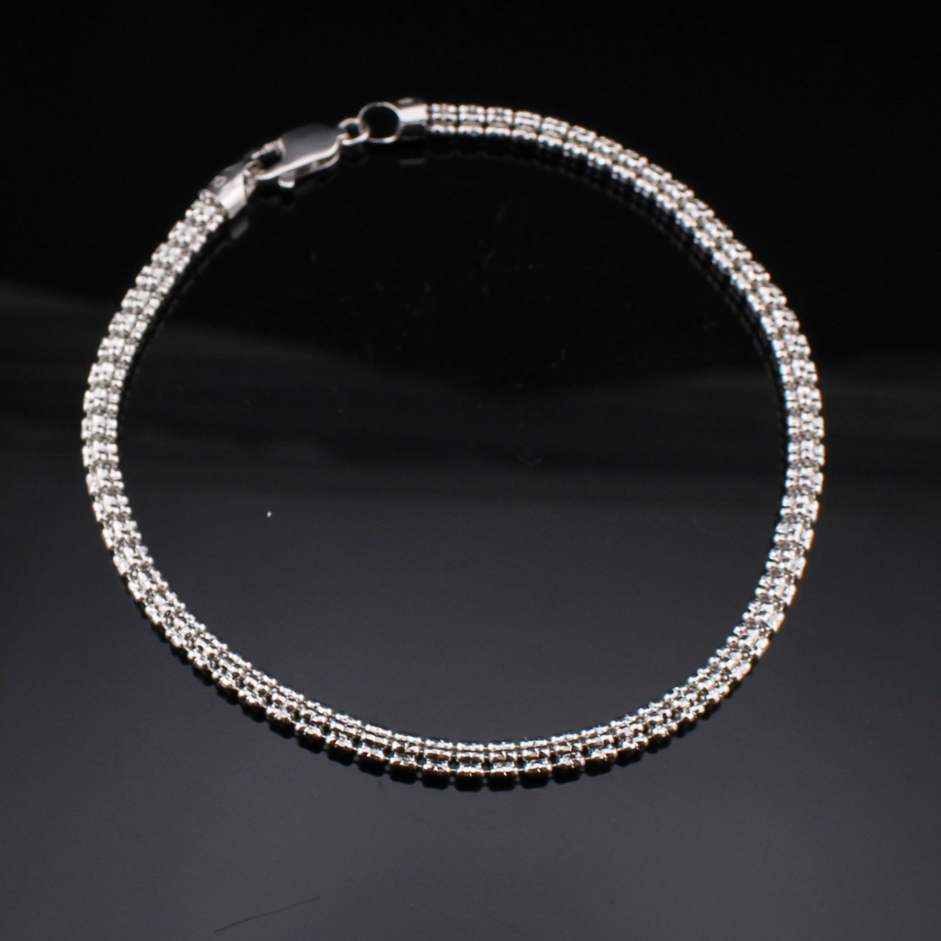 10K White Gold Ice Chain Bracelet 3.4mm