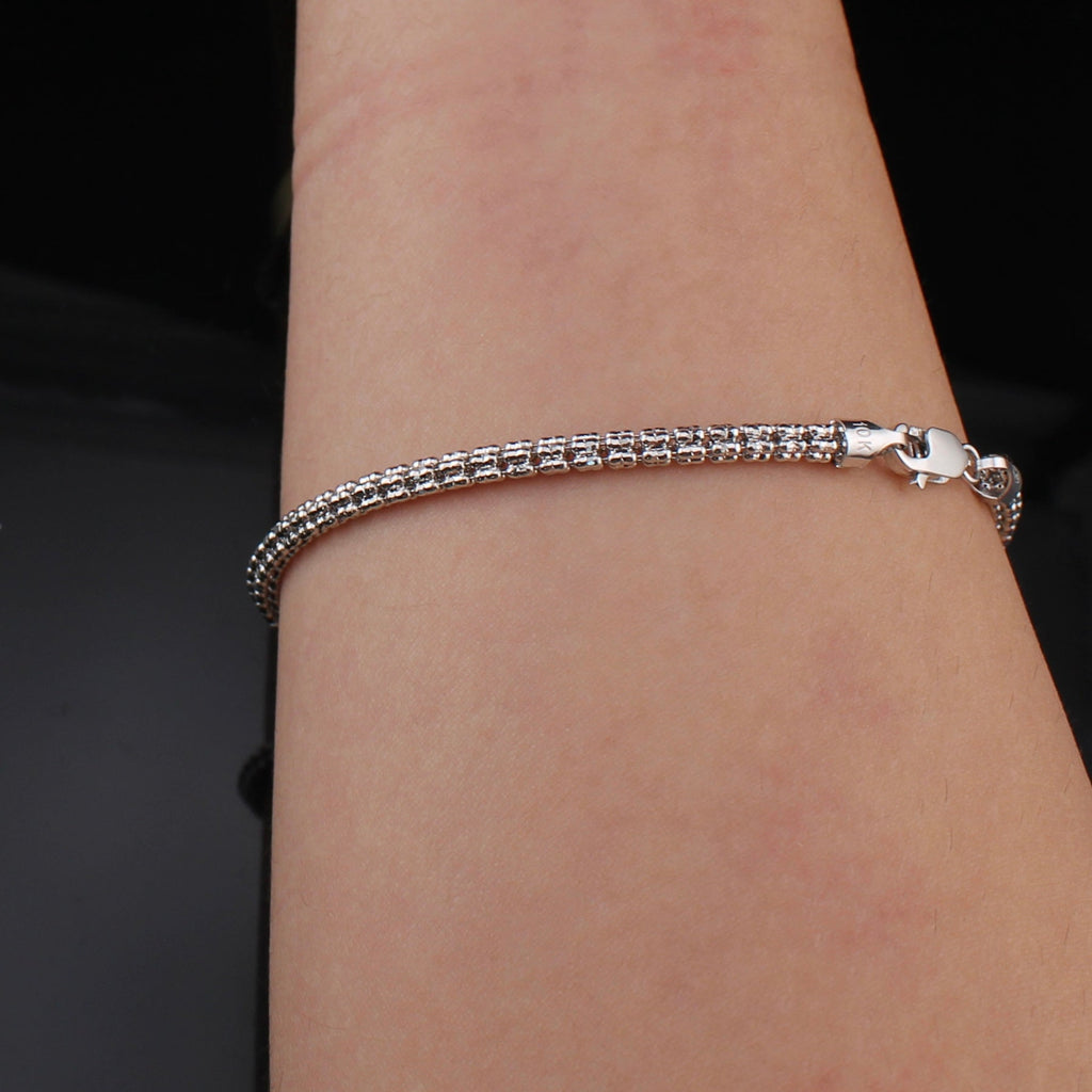 10K White Gold Ice Chain Bracelet 3.4mm