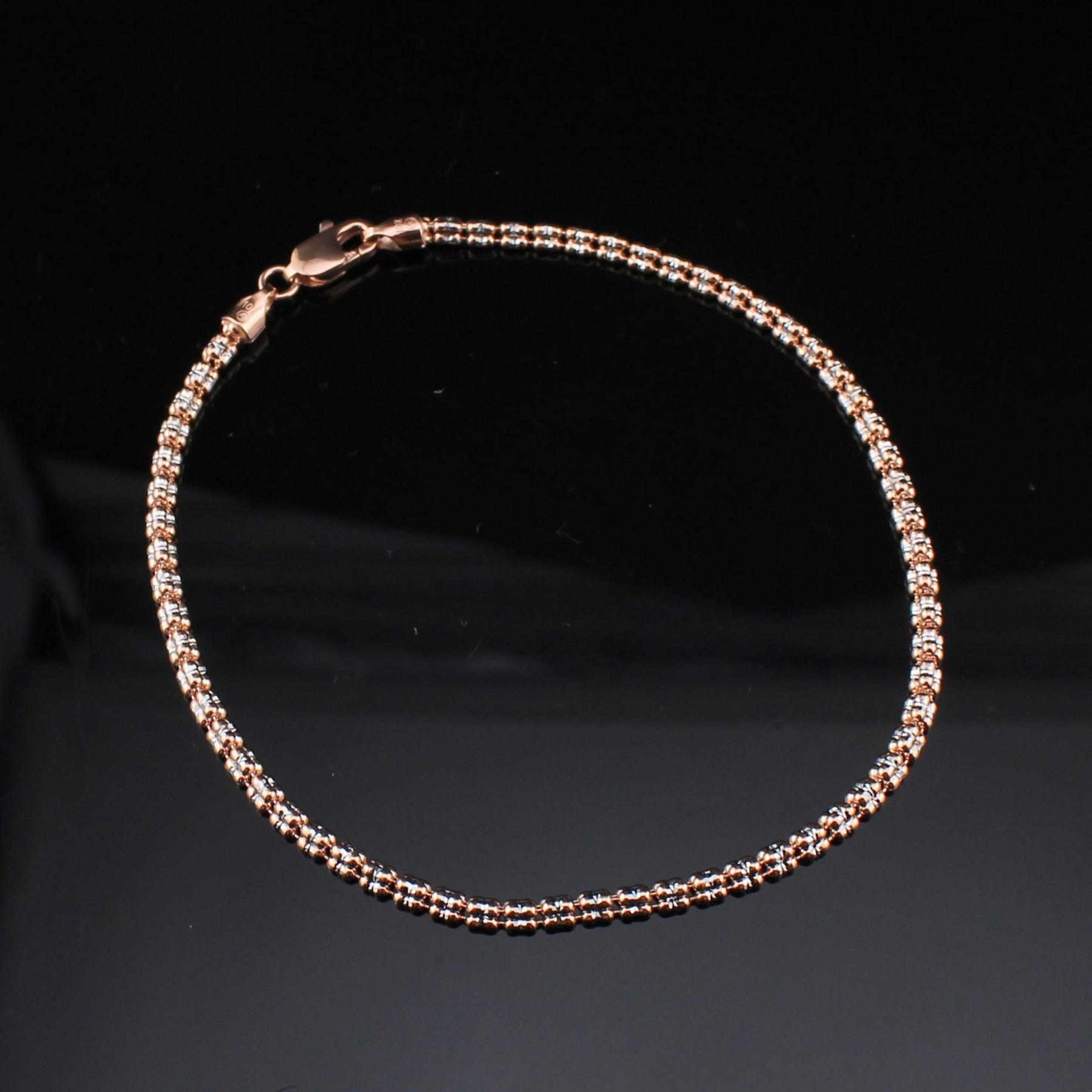 10K Rose Gold Ice Chain Bracelet 2.5mm