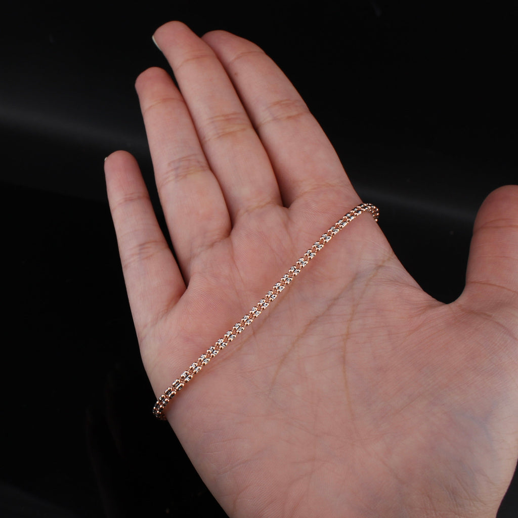 10K Rose Gold Ice Chain Bracelet 2.5mm