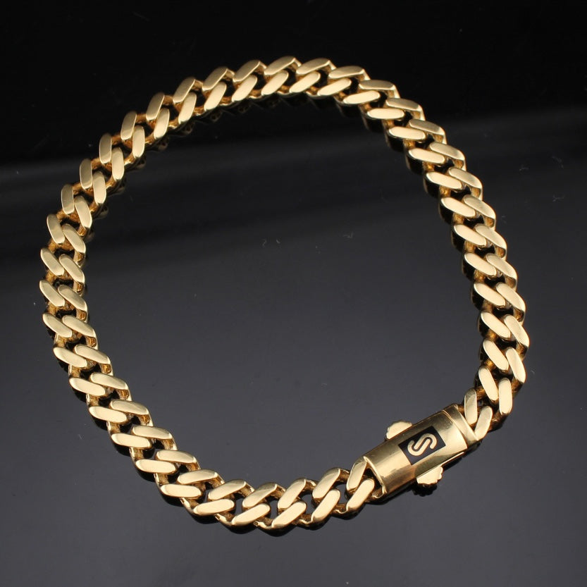 14K Gold Cuban Monoco Style Bracelet 6.5mm