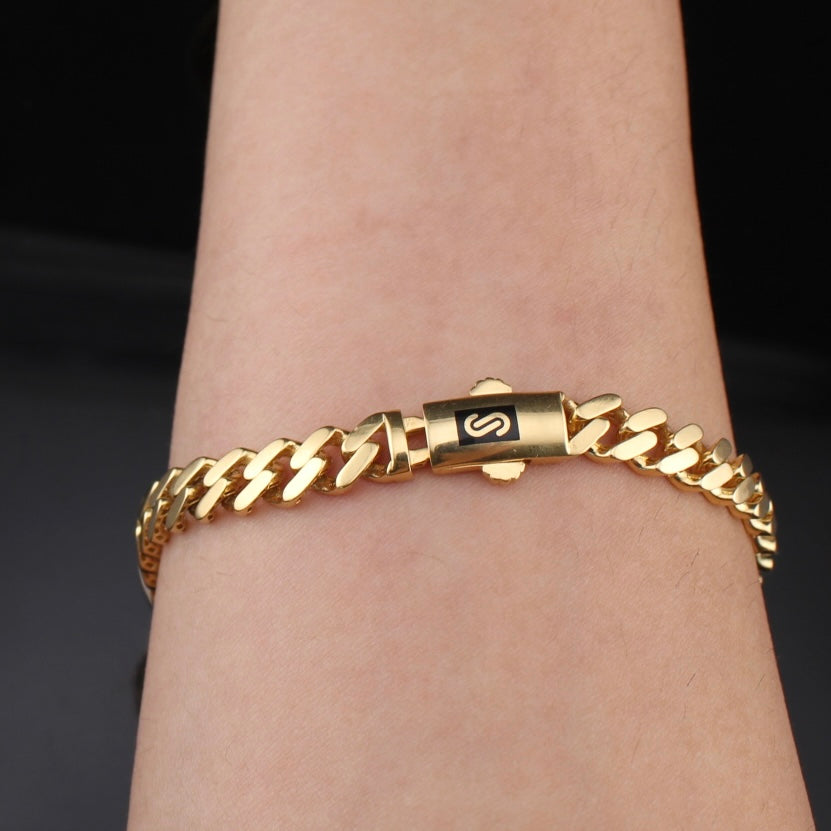 14K Gold Cuban Monoco Style Bracelet 6.5mm