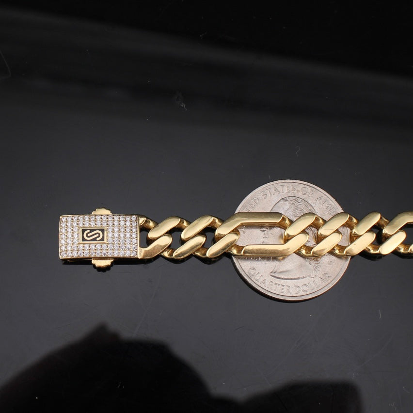 14K Gold Figaro Monoco Style Bracelet 8mm