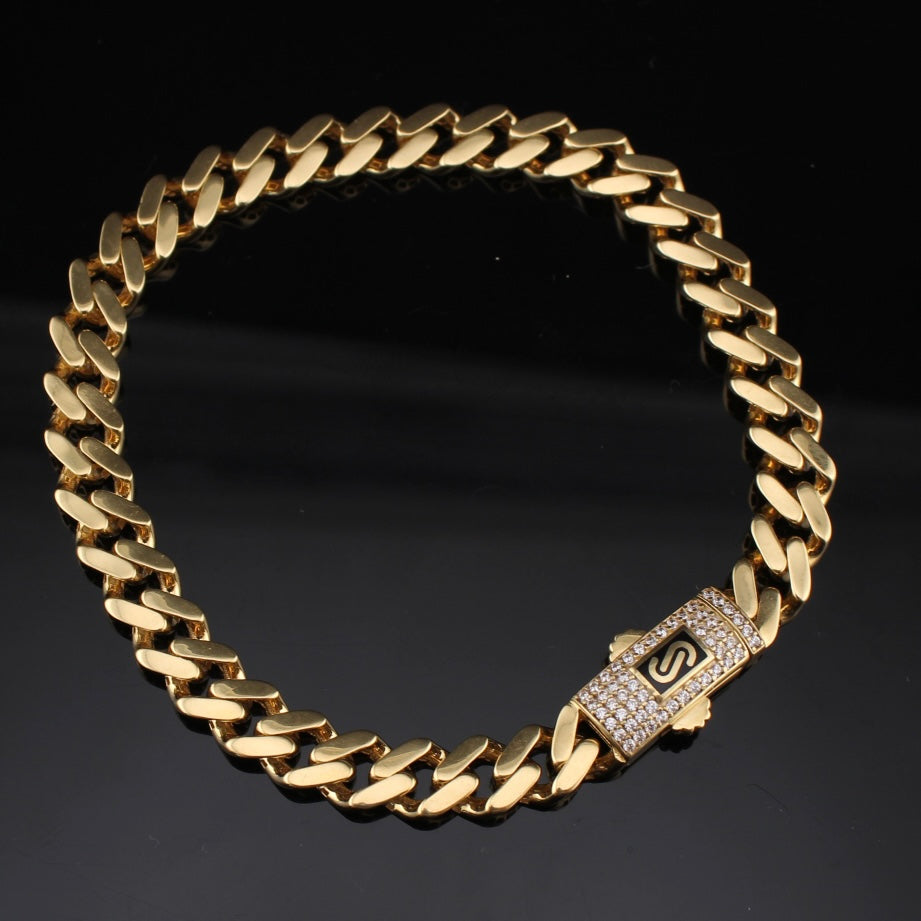 14K Gold Cuban Monoco Style Bracelet 6.5mm