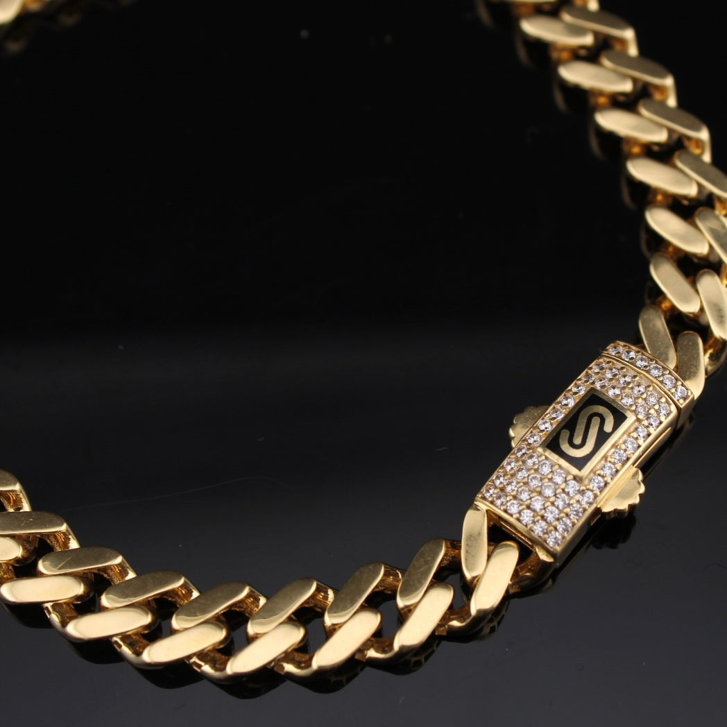 14K Gold Cuban Monoco Style Bracelet 6.5mm