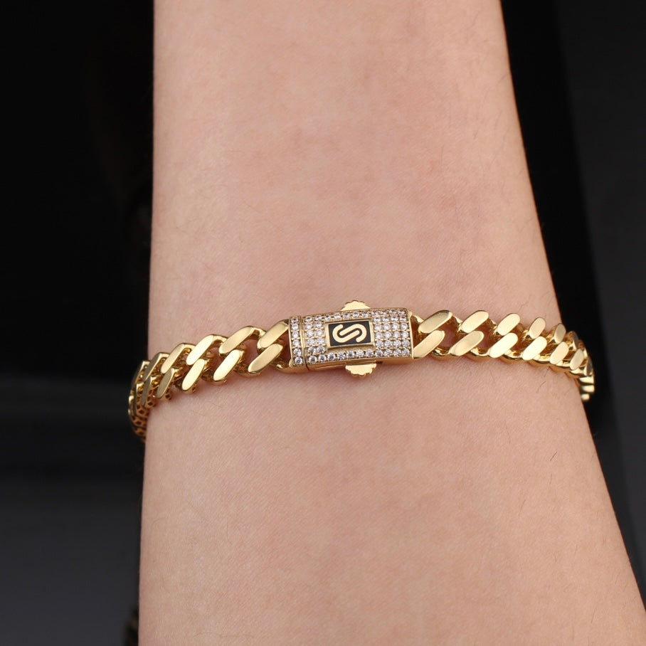 14K Gold Cuban Monoco Style Bracelet 6.5mm